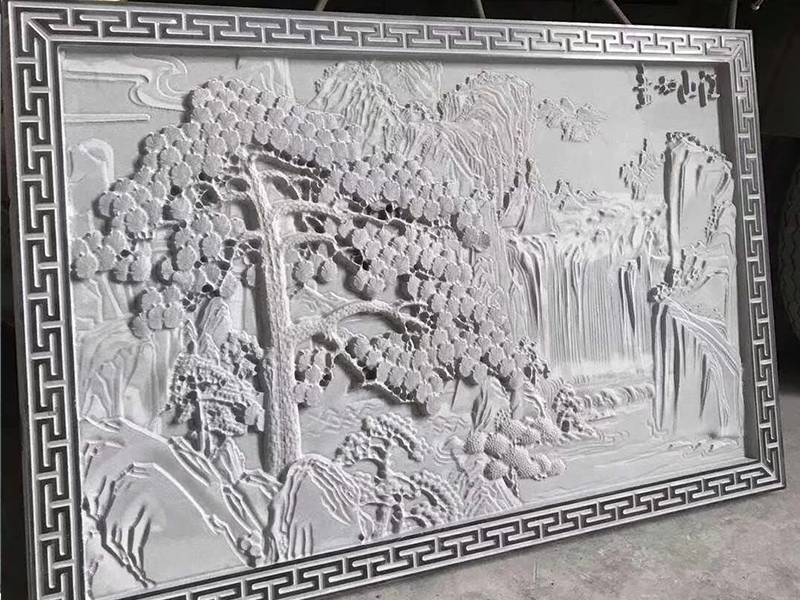 迎客松石雕壁画 